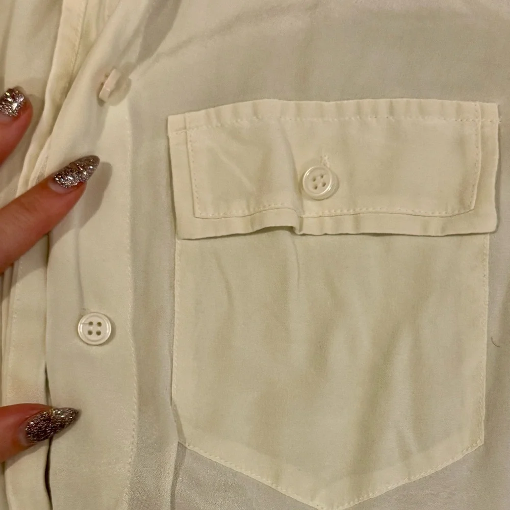 J. Crew Classic Silky Ivory Button-Up Blouse, Size 4